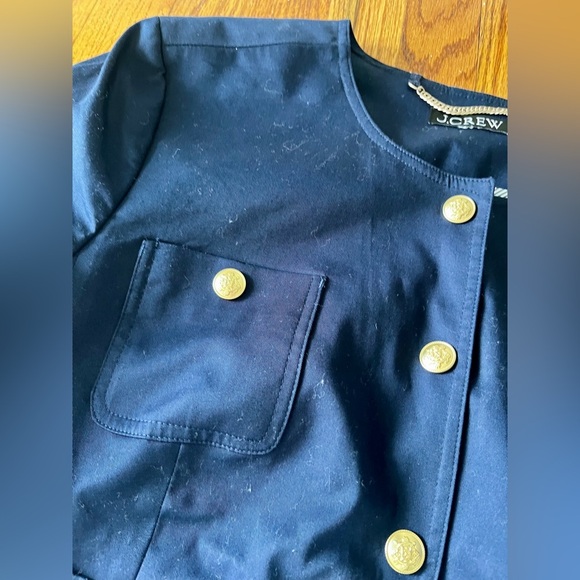 J CREW Louisa Lady Navy cotton jacket with gold snap buttons. Size 16 - Picture 3 of 12